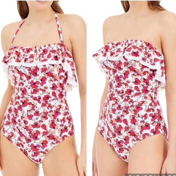 Tommy Hilfiger BELAIR FLORAL MAGENTA MULTI Ruffled One-Piece Swimsuit - Picture 1 of 13